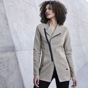 OGIO Womens Asymmetrical Full Zip Fleece Jacket Gray Tunic Length M Minimalist